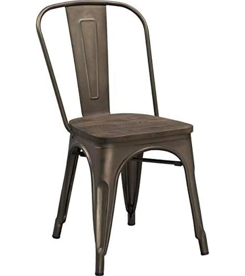 Silla metal oxido tapa madera pack 4 unidades